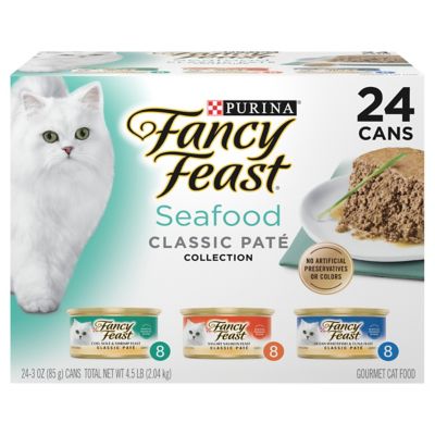 Fancy Feast Purina Seafood Classic Pate Collection Grain Free Wet Cat Food Variety Pack