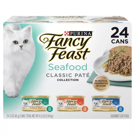 Fancy Feast Purina Seafood Classic Pate Collection Grain-Free Wet Cat Food Wet Cat Food