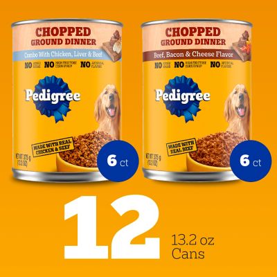 Image showing 5 th Pedigree Adult Traditional Ground Minced Chicken and Beef Recipe Wet Dog Food Variety pk., 13.2 oz., 12 pk., Can