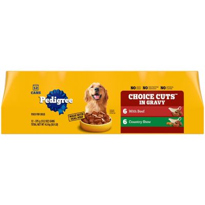 Image showing 9 th Pedigree Adult Soft Choice Cuts Beef and Country Stew in Gravy Wet Dog Food Variety pk., 13.2 oz., Pack of 12 Cans