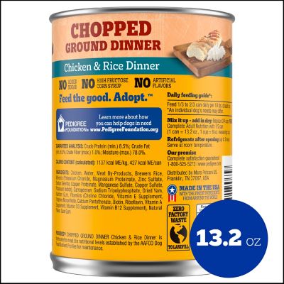 Image showing  Adult Chopped Ground Dinner Chicken and Rice Wet Dog Food, 13.2 oz.