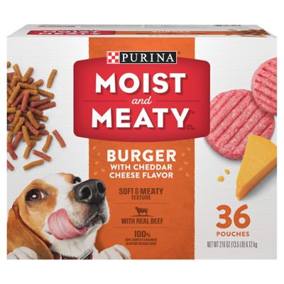 Purina Moist & Meaty Purina Moist and Meaty Burger With Cheddar Cheese Flavor Dry Soft Dog Food Pouches All my dogs love