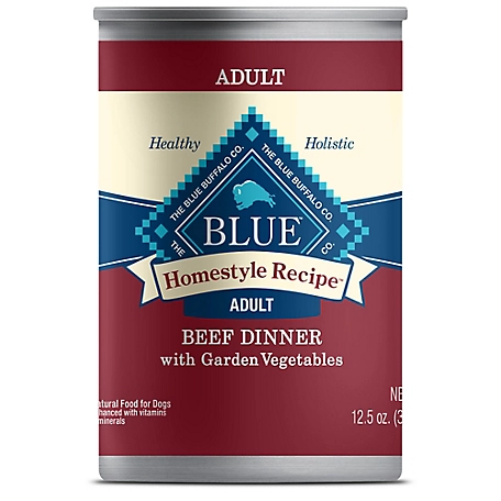 Blue Buffalo Homestyle Adult All-Natural Beef and Vegetables Pate Wet Dog Food, 12.5 oz. Can