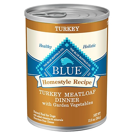 Blue Buffalo Homestyle Adult All-Natural Turkey Meatloaf Pate Wet Dog Food, 12.5 oz. Can