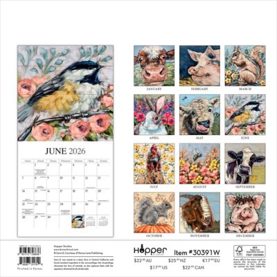 Image showing  2026 Barnyard Friends Square Flap Hopper Calendar, 12 in. x 12 in.