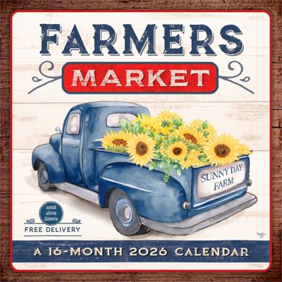 Browntrout Publishers 2026 Farmer's Market Square Flap Hopper Calendar, 12 in. x 12 in.