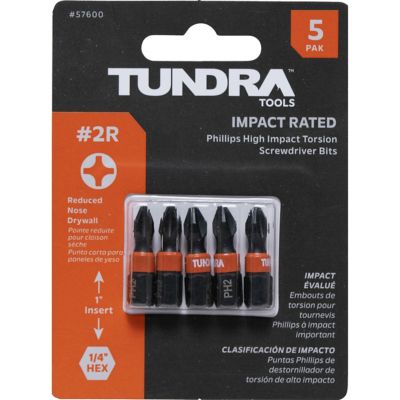 Tundra Tools Impact Screwdriving Drywall Bits; #2R; 1 in. Insert