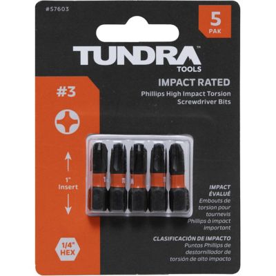 Tundra Tools Impact Screwdriving Phillips Bits; #3; 1 in. Insert