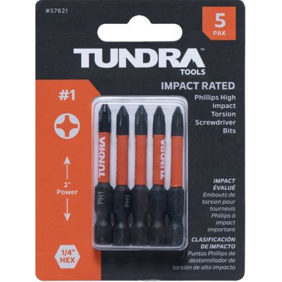 Tundra Tools Impact Screwdriving Phillips Bits; #1; 2 in. Power