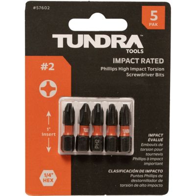 Tundra Tools Impact Screwdriving Phillips Bits; #2; 1 in. Insert