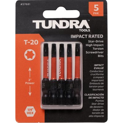 Tundra Tools Impact Screwdriving Star Bits; T20; 2 in. Power