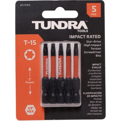 Tundra Tools Impact Screwdriving Star Bits; T15; 2 in. Power