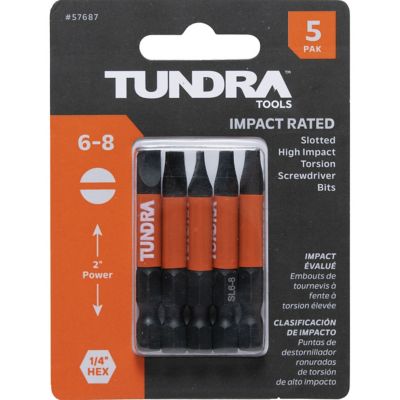 Tundra Tools Impact Screwdriving Slotted Bits; #6-8; 2 in. Power