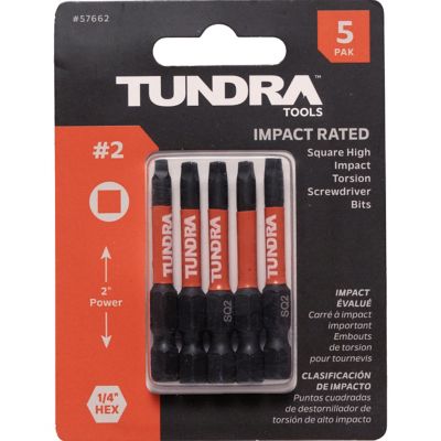Tundra Tools Impact Screwdriving Square Bits; #2; 2 in. Power