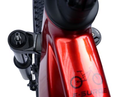 Image showing  E-Surge Step-Over Full Suspension Electric Bike, Red