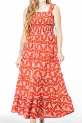 Cotton and Rye Womens Longhorn Print Smocked Sundress