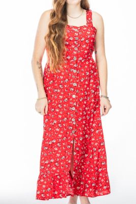 Image showing  Womens Floral Print Midi Sundress Button Front