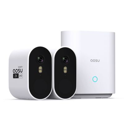 AOSU 2K QHD 3.0-MP Outdoor Dual-Band WirelessCam System 2 Cam Kit with 2 Cameras and 4-Channel HomeBase Recorder, C6P2AH11