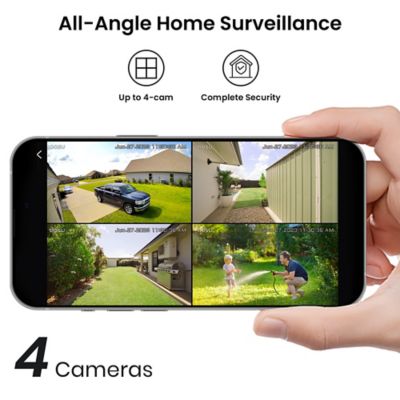 Image showing 6 th AOSU 2K QHD 3.0MP Dual-Band Wi-Fi Outdoor AI Solar Security Camera Kit, Panoramic PTZ, Auto-Tracking, Home Station, 4 Cameras