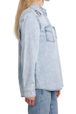 Image showing  Long Sleeve Embroidered Denim Shirt