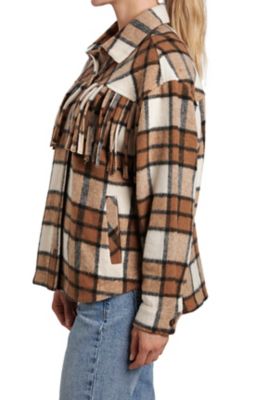 Image showing  Long Sleeve Fringe Plaid Shacket