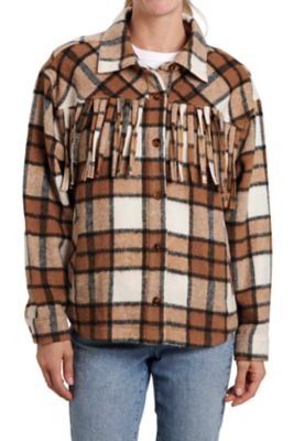 Image showing  Long Sleeve Fringe Plaid Shacket