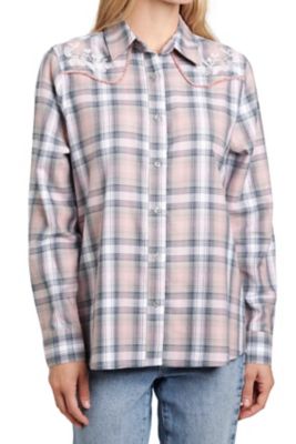 Vintage Threads Flannel Embroidered Blouse