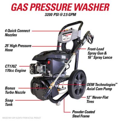 Image showing  3200 PSI at 2.5 GPM 170cc Engine with Axial Pump and Soap Tank Cold Water Clean Machine Gas Pressure Washer