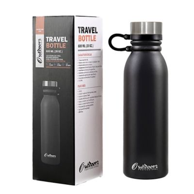 Image showing  20-Oz. Stainless Steel Double-Walled Vacuum-Insulated Travel Bottle with Leakproof Screw Cap (Black)