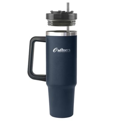 Image showing  40-Oz. Stainless Steel Double-Walled Insulated Tumbler with Straw (Navy Blue)