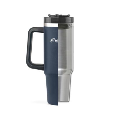 Image showing 6 th Outdoors Professional 40-Oz. Stainless Steel Double-Walled Insulated Tumbler with Straw (Navy Blue)