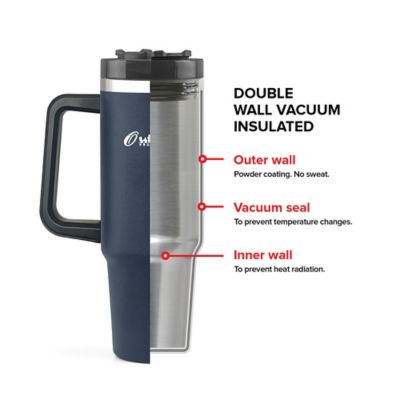 Image showing 8 th Outdoors Professional 40-Oz. Stainless Steel Double-Walled Insulated Tumbler with Straw (Navy Blue)