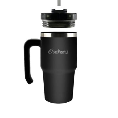 Image showing  20-Oz. Stainless Steel Double-Walled Insulated Tumbler with Straw (Black)