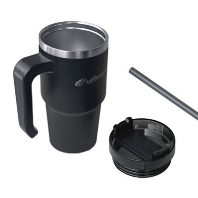 Image showing  20-Oz. Stainless Steel Double-Walled Insulated Tumbler with Straw (Black)