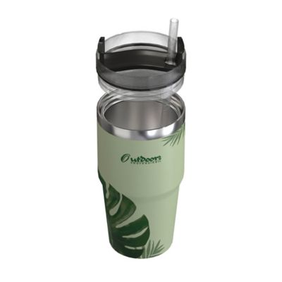 Image showing  20-Oz. Stainless Steel Double-Walled Insulated Tumbler with Straw (Tropical Green)