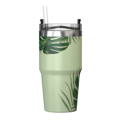 Image showing  20-Oz. Stainless Steel Double-Walled Insulated Tumbler with Straw (Tropical Green)