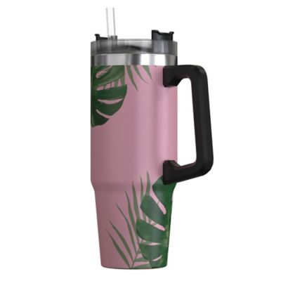 Image showing  30-Oz. Stainless Steel Double-Walled Insulated Tumbler with Straw (Tropical Pink)