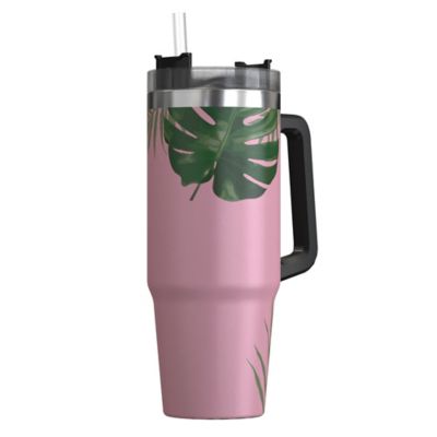 Image showing  30-Oz. Stainless Steel Double-Walled Insulated Tumbler with Straw (Tropical Pink)