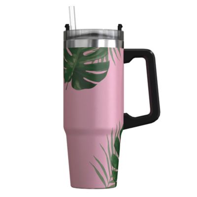Image showing  30-Oz. Stainless Steel Double-Walled Insulated Tumbler with Straw (Tropical Pink)