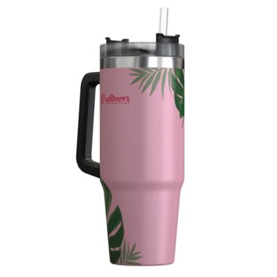 Image showing  30-Oz. Stainless Steel Double-Walled Insulated Tumbler with Straw (Tropical Pink)