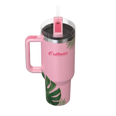 Image showing  40-Oz. Stainless Steel Double-Walled Insulated Tumbler with Straw (Tropical Pink)