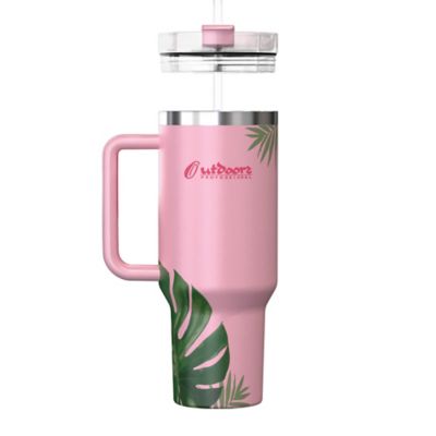 Image showing  40-Oz. Stainless Steel Double-Walled Insulated Tumbler with Straw (Tropical Pink)
