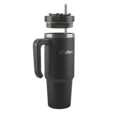 Image showing  30-Oz. Stainless Steel Double-Walled Insulated Tumbler with Straw (Black)