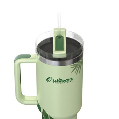 Image showing  40-Oz. Stainless Steel Double-Walled Insulated Tumbler with Straw (Tropical Green)