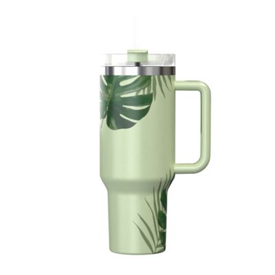 Image showing 7 th Outdoors Professional 40-Oz. Stainless Steel Double-Walled Insulated Tumbler with Straw (Tropical Green)