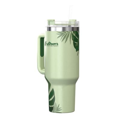 Image showing 8 th Outdoors Professional 40-Oz. Stainless Steel Double-Walled Insulated Tumbler with Straw (Tropical Green)