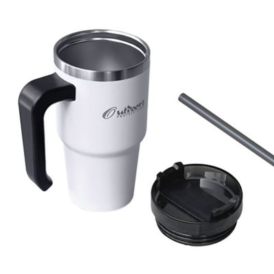 Image showing  20-Oz. Stainless Steel Double-Walled Insulated Tumbler with Straw (White)