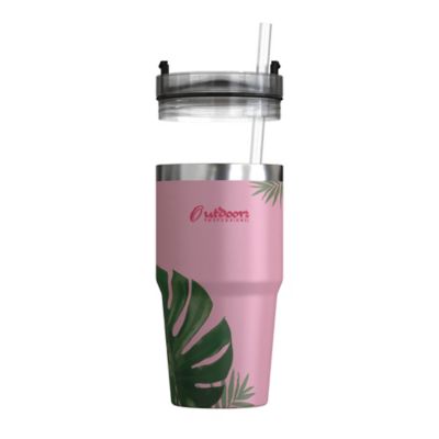 Image showing  20-Oz. Stainless Steel Double-Walled Insulated Tumbler with Straw (Tropical Pink)