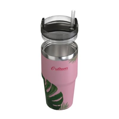 Image showing  20-Oz. Stainless Steel Double-Walled Insulated Tumbler with Straw (Tropical Pink)