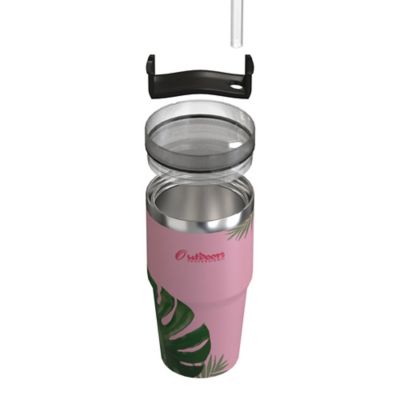 Image showing  20-Oz. Stainless Steel Double-Walled Insulated Tumbler with Straw (Tropical Pink)